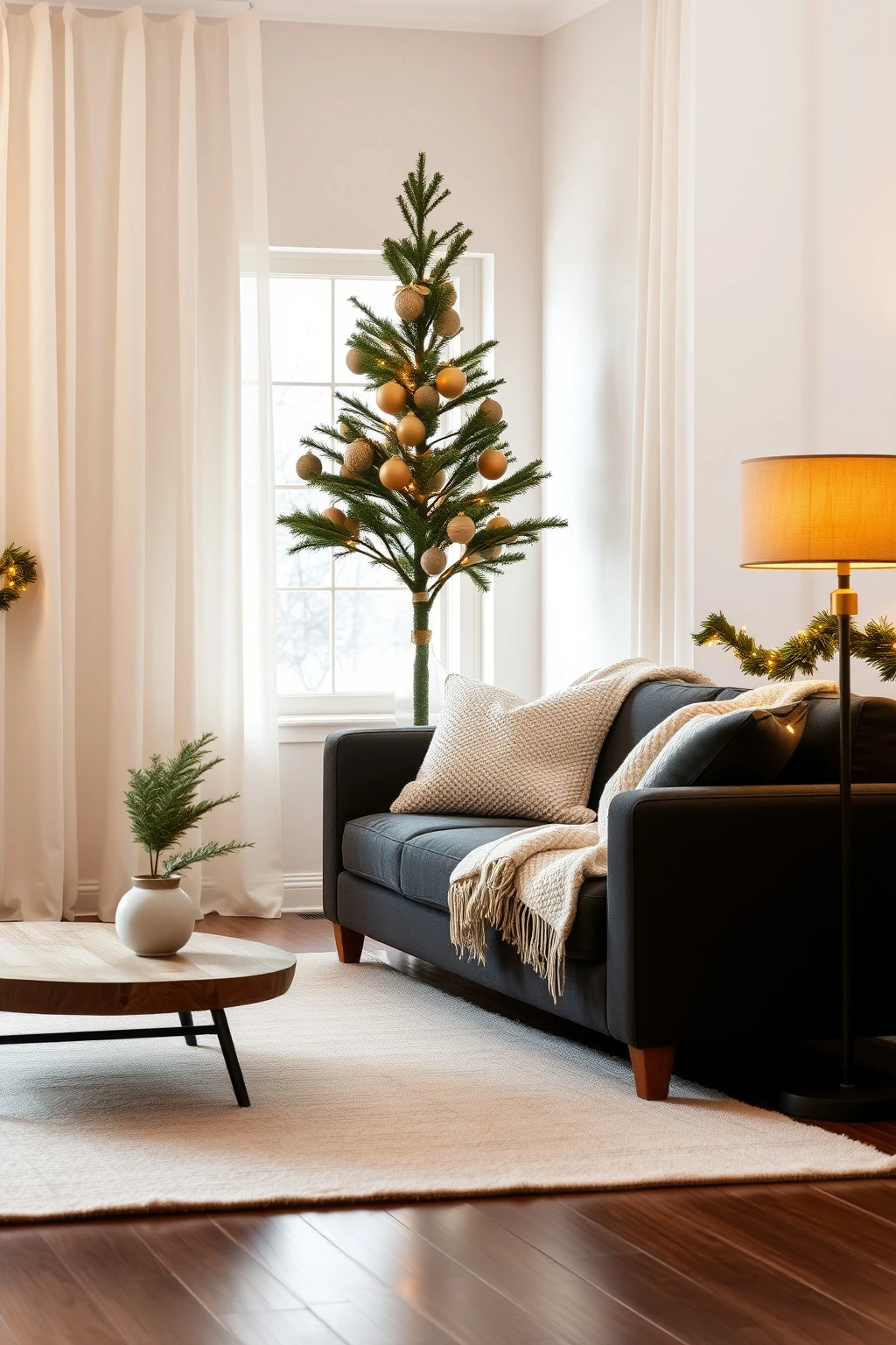 Choose a slim tree and place it where traffic naturally flows