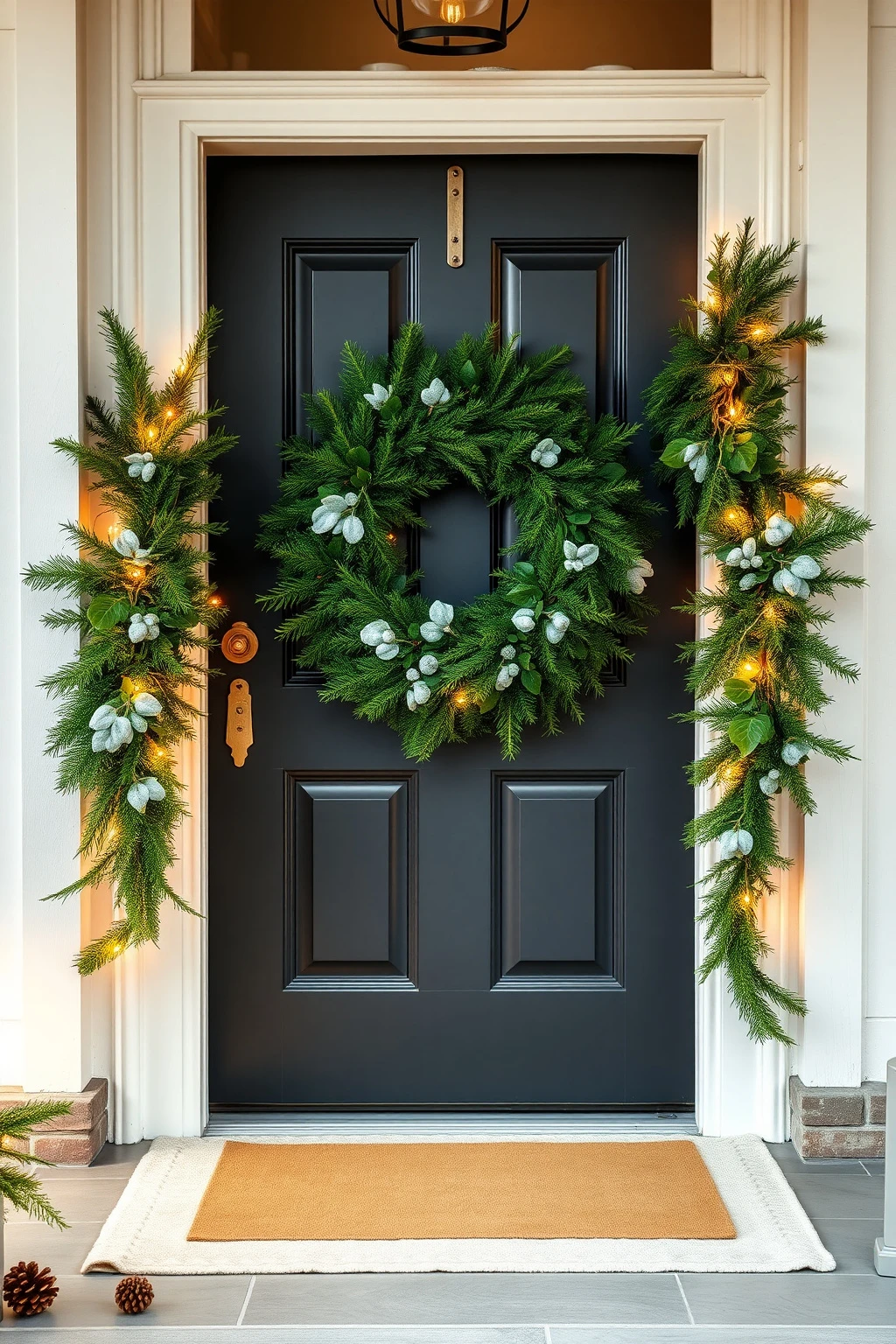 Choose your “green base” first: evergreen + eucalyptus mix