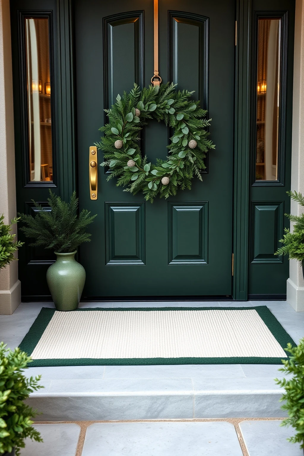Make your doormat part of the design: choose cream + dark green