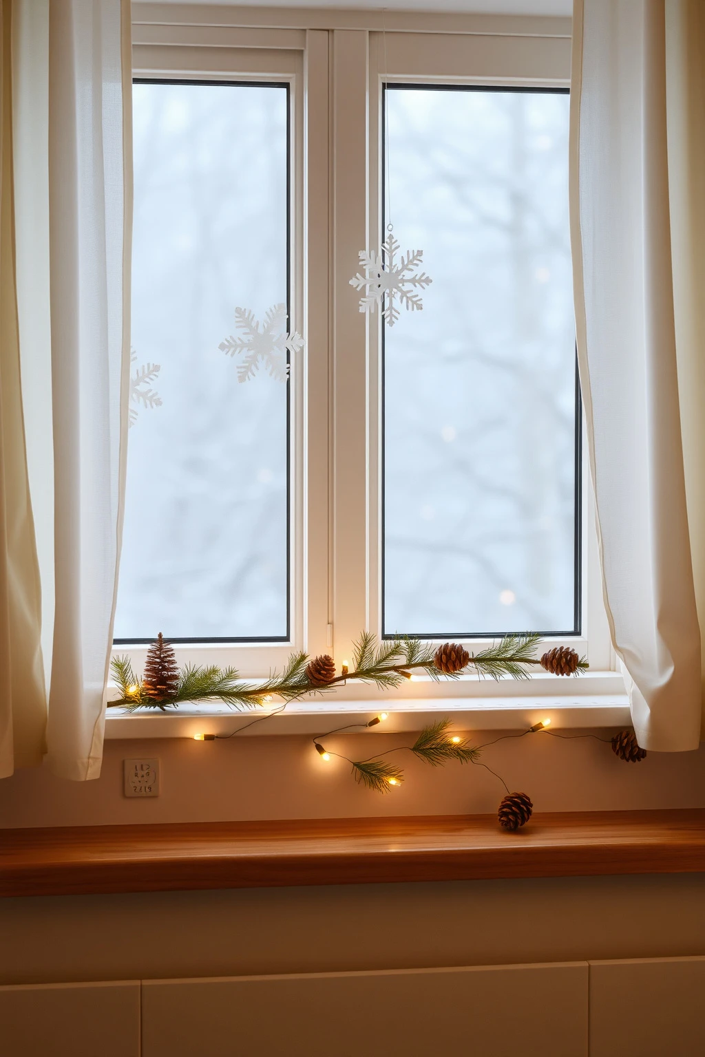 Create a Window Moment With Paper Snowflakes and a Real Garland