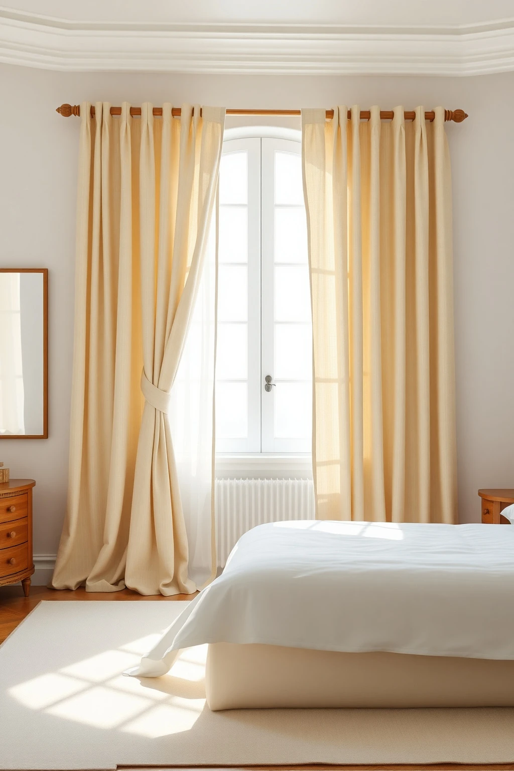 Linen Drapery Panels on Wooden Rods