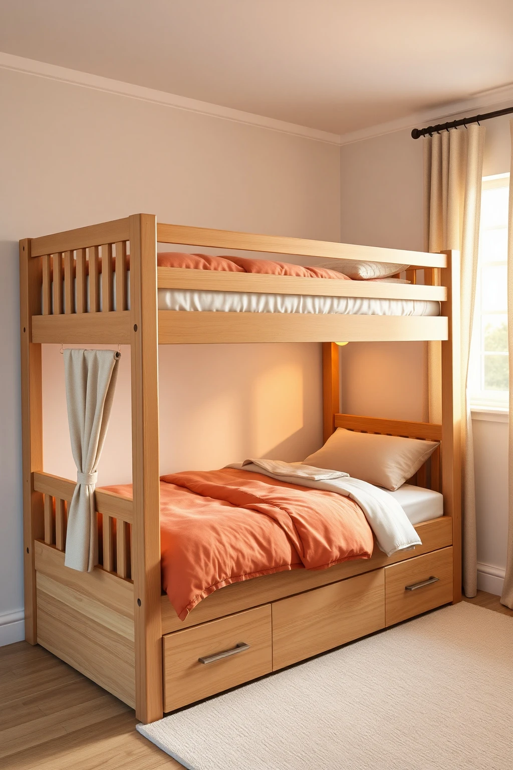 Try bunk beds only if you add a privacy and safety plan