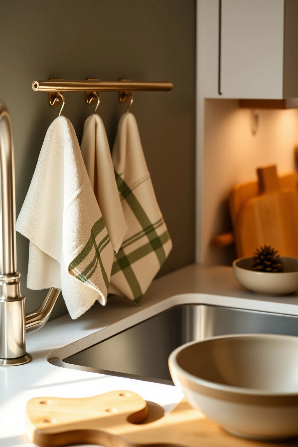 Add Seasonal Texture With Linen Towels and a Single Plaid Accent