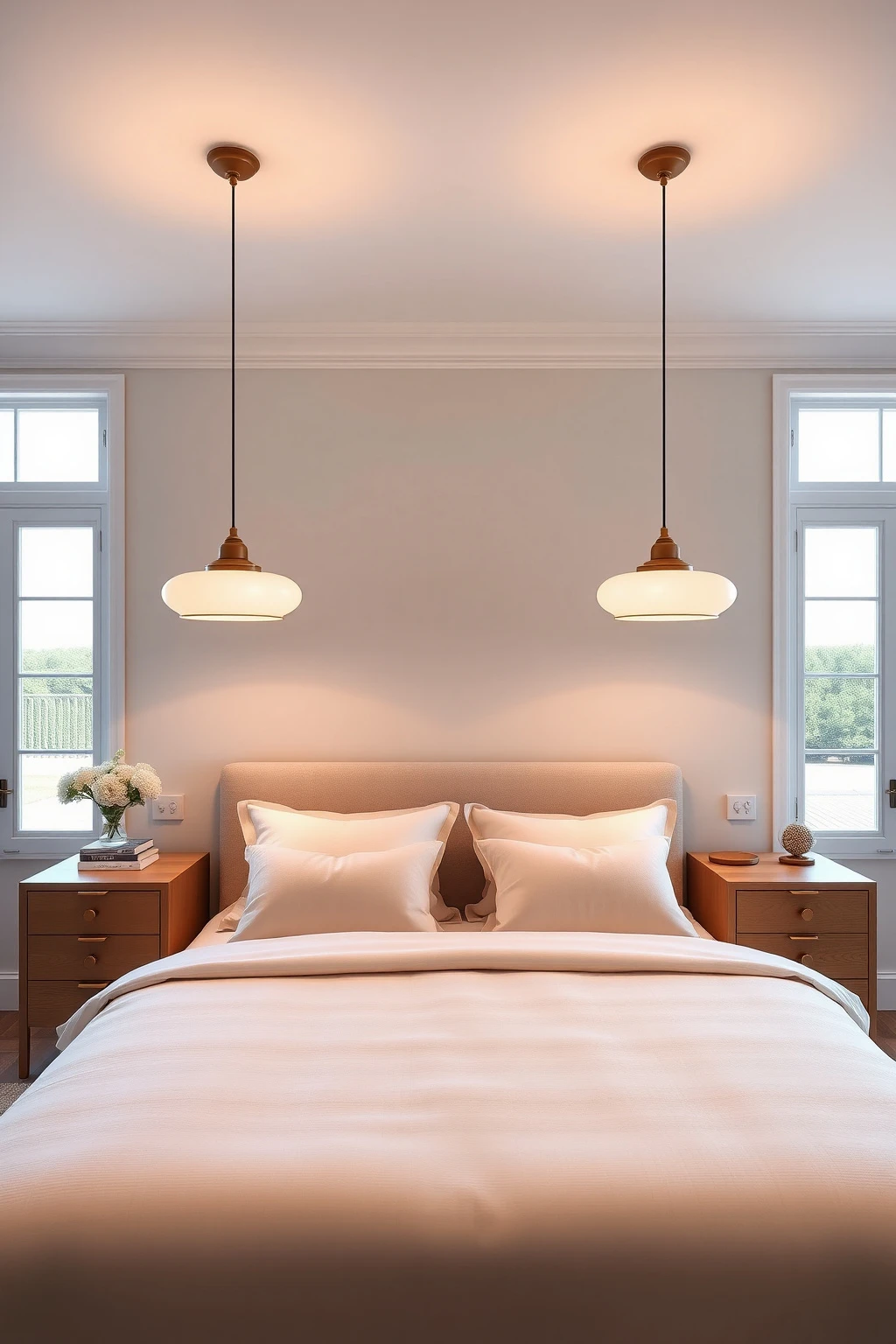 Two Pendant Lights at Bedside: Perfect Proportion