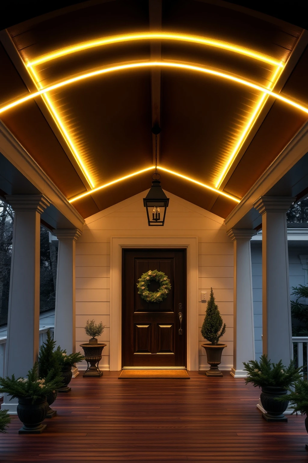 Recessed Porch Ceiling Lights with a Perimeter Line