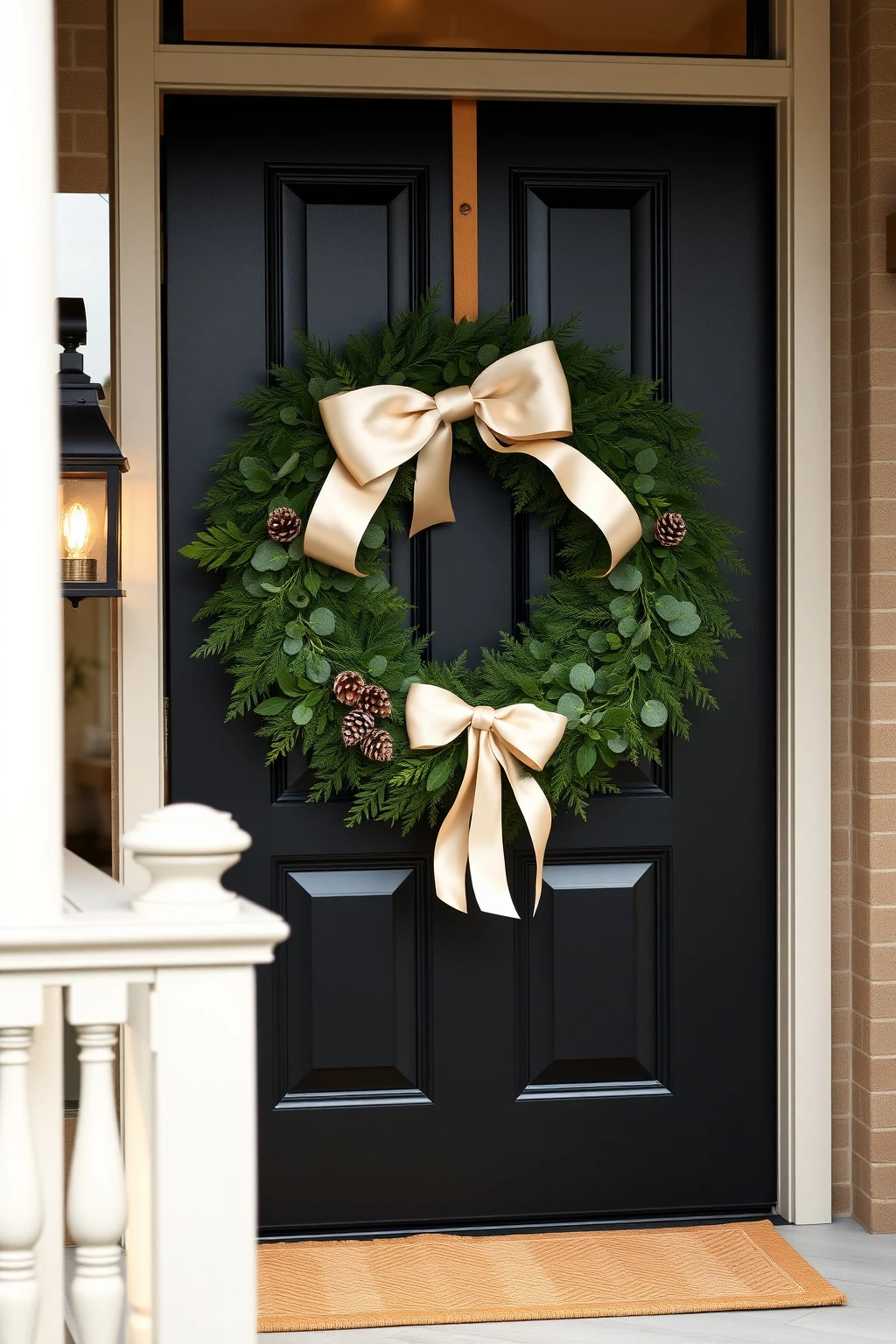 Create contrast with a warm ivory ribbon instead of red