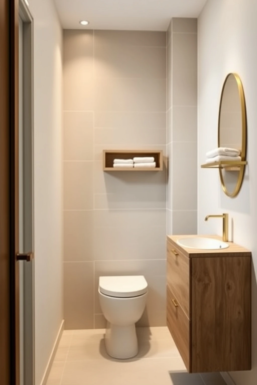 Choose a One-Piece Toilet Look With Built-In Soft-Gray Tile Wall
