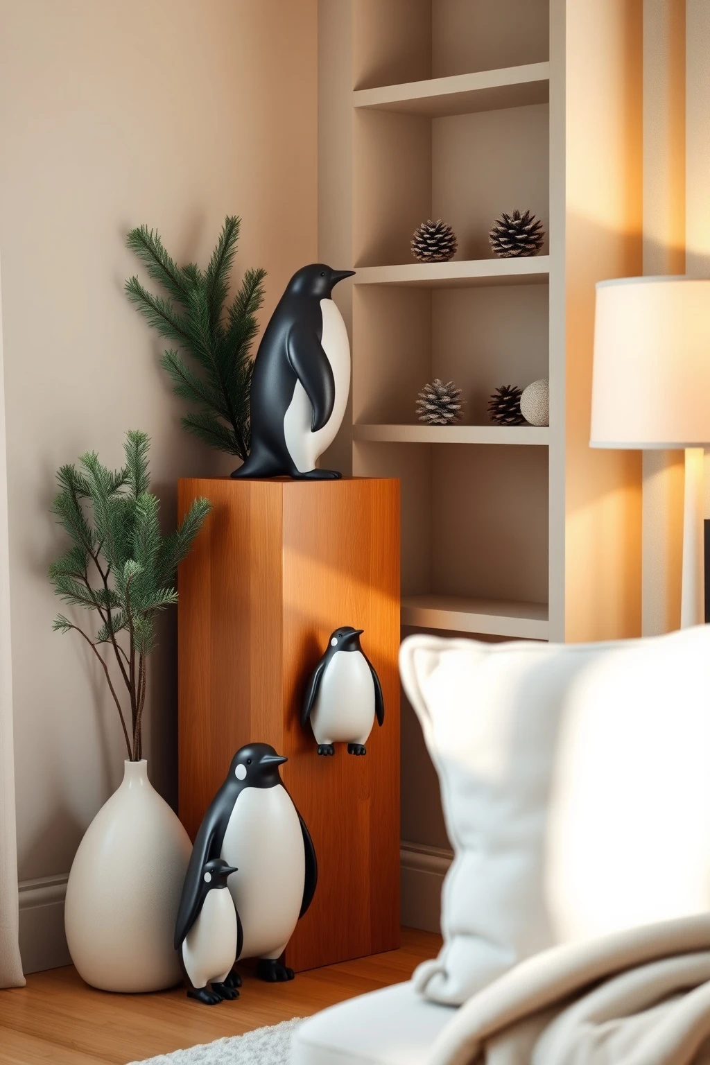 Build a Penguin Corner Display Using One Riser and Two Levels