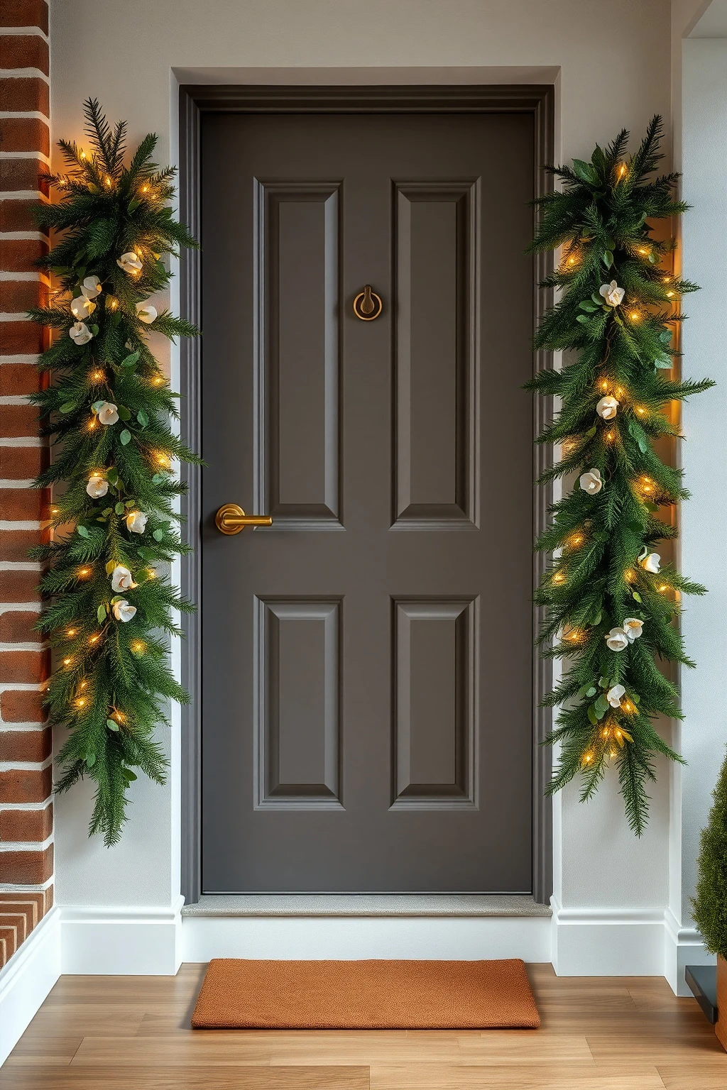 For apartments: do a ‘door sandwich’ with two light garlands