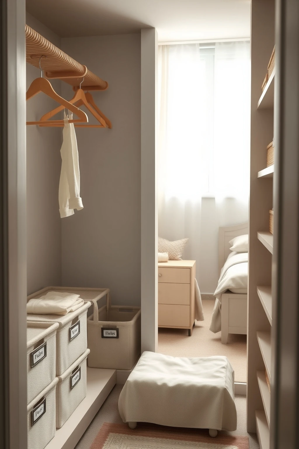 Make the closet do double duty with double hanging height