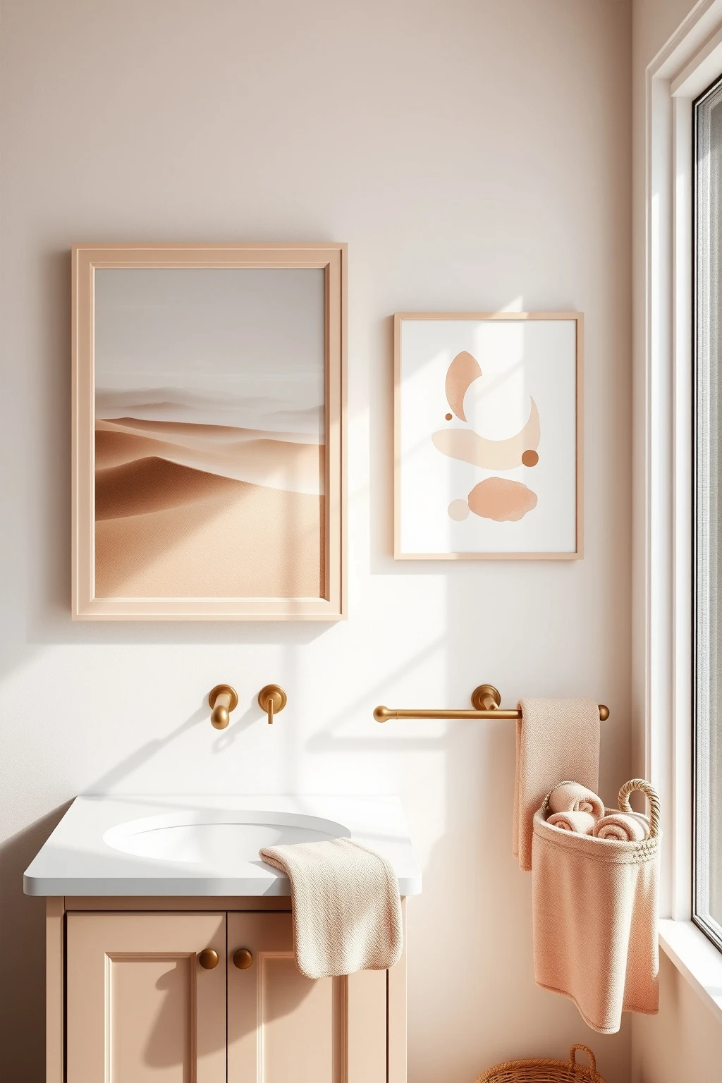 Layer Coastal Art with Blush Frames, Not Just Pink Prints