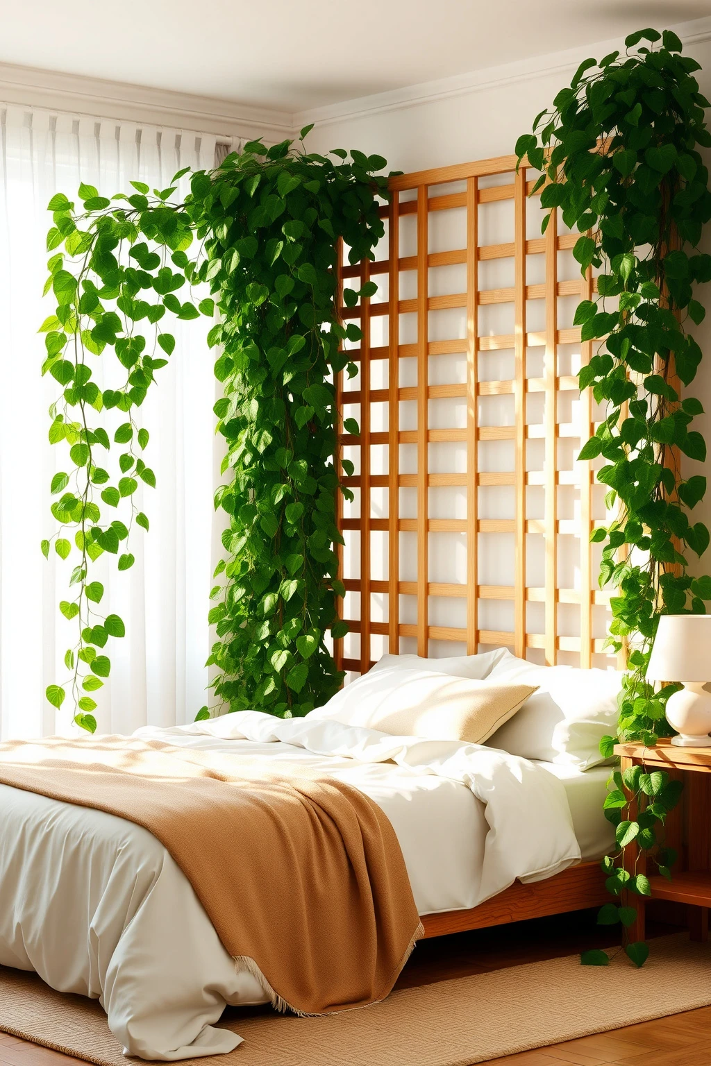 Biophilic Privacy Screen with Living Climbing Plants