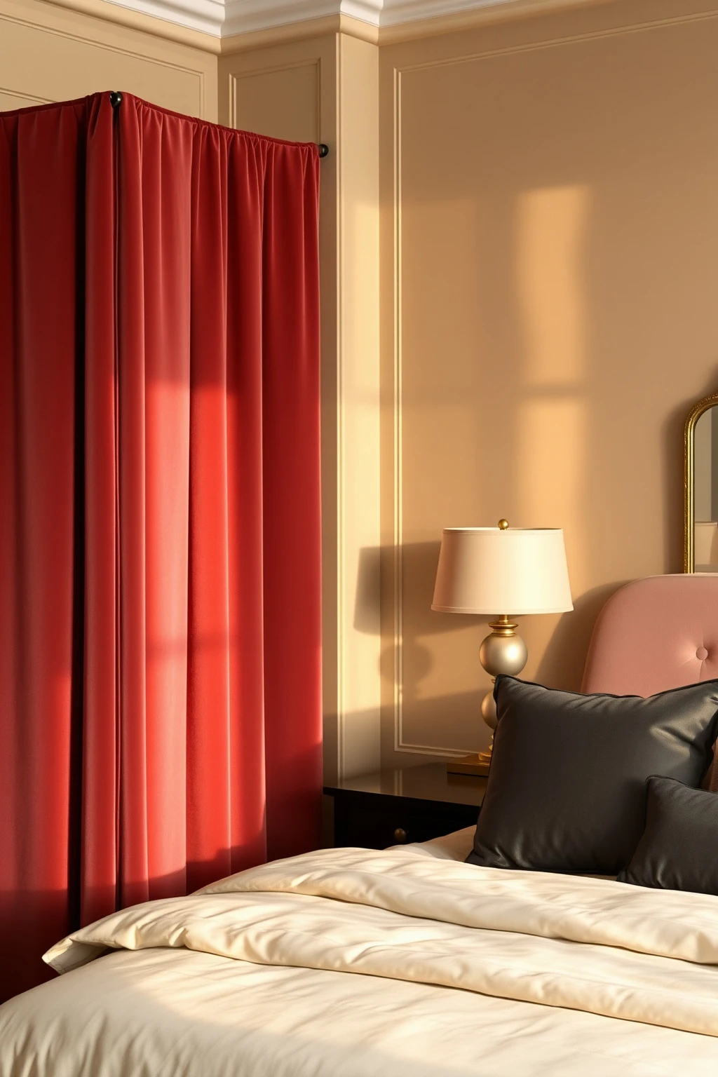 Luxe Velvet Screen in Dusty Rose for Evening Retreats
