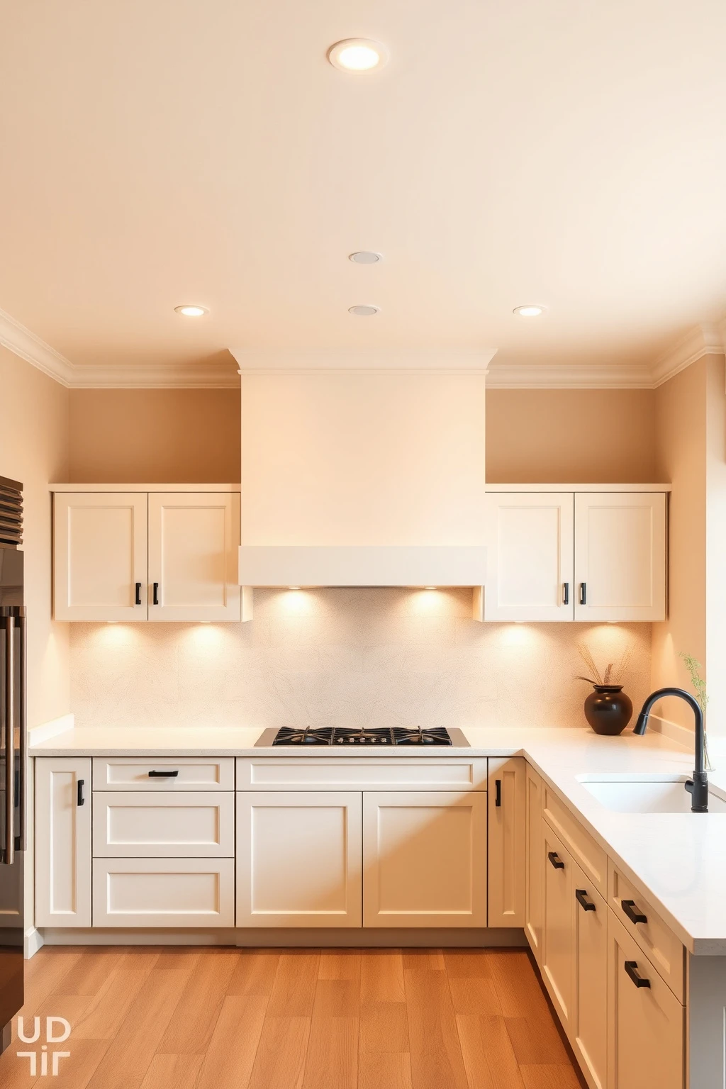 Go for a Warm White Ceiling with Beige Walls
