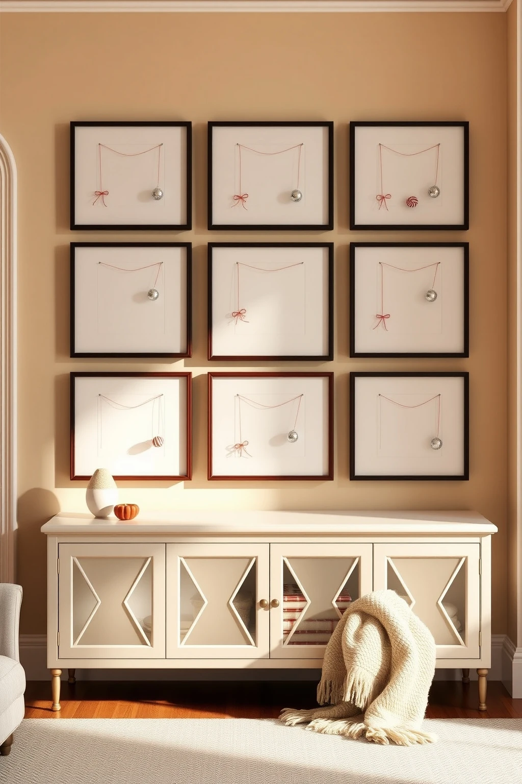 Build a gallery wall that hides hooks and shows ornaments neatly