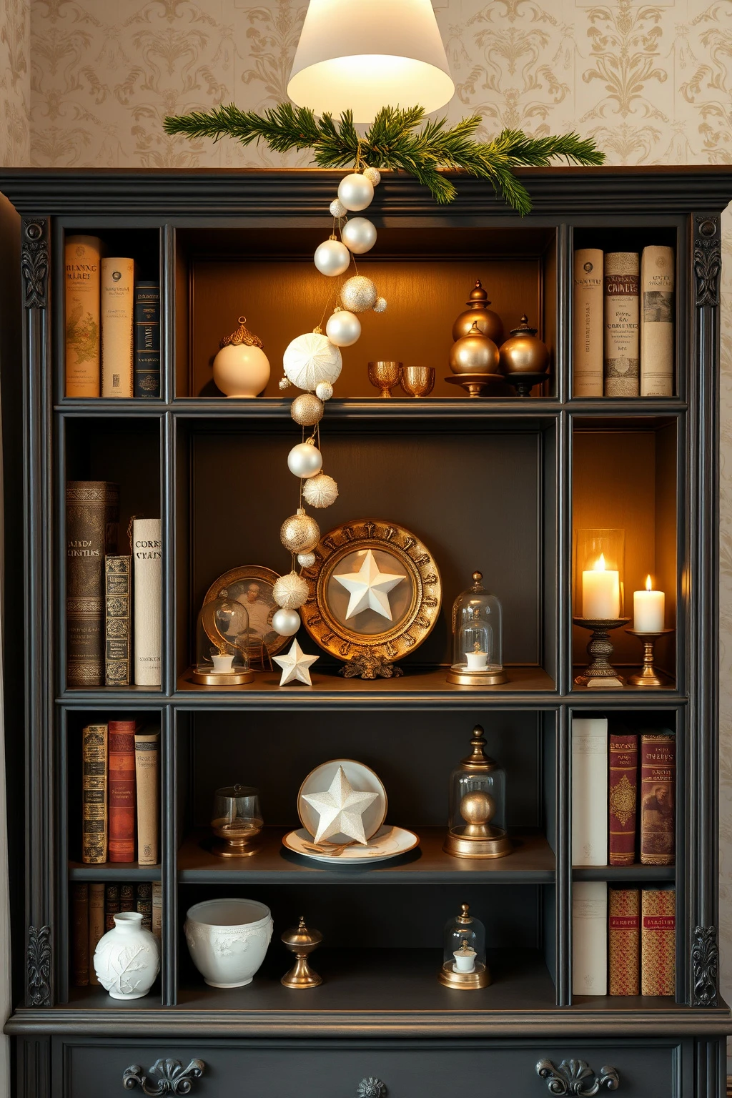 Porcelain and Brass: Build a Two-Color Ornament Ladder on Shelves