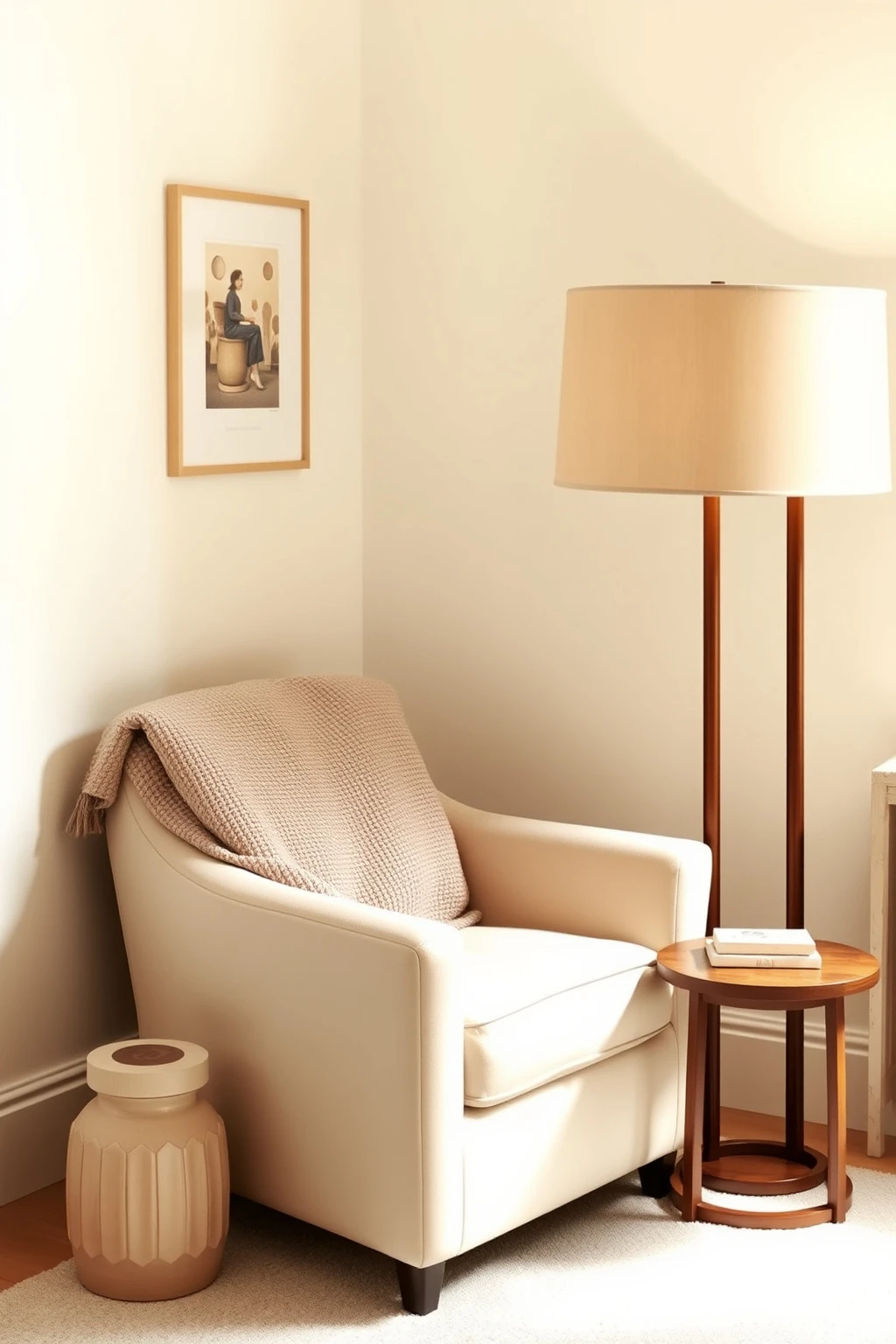 Create a ‘reading corner’ with one oversized lamp and a side table that fits