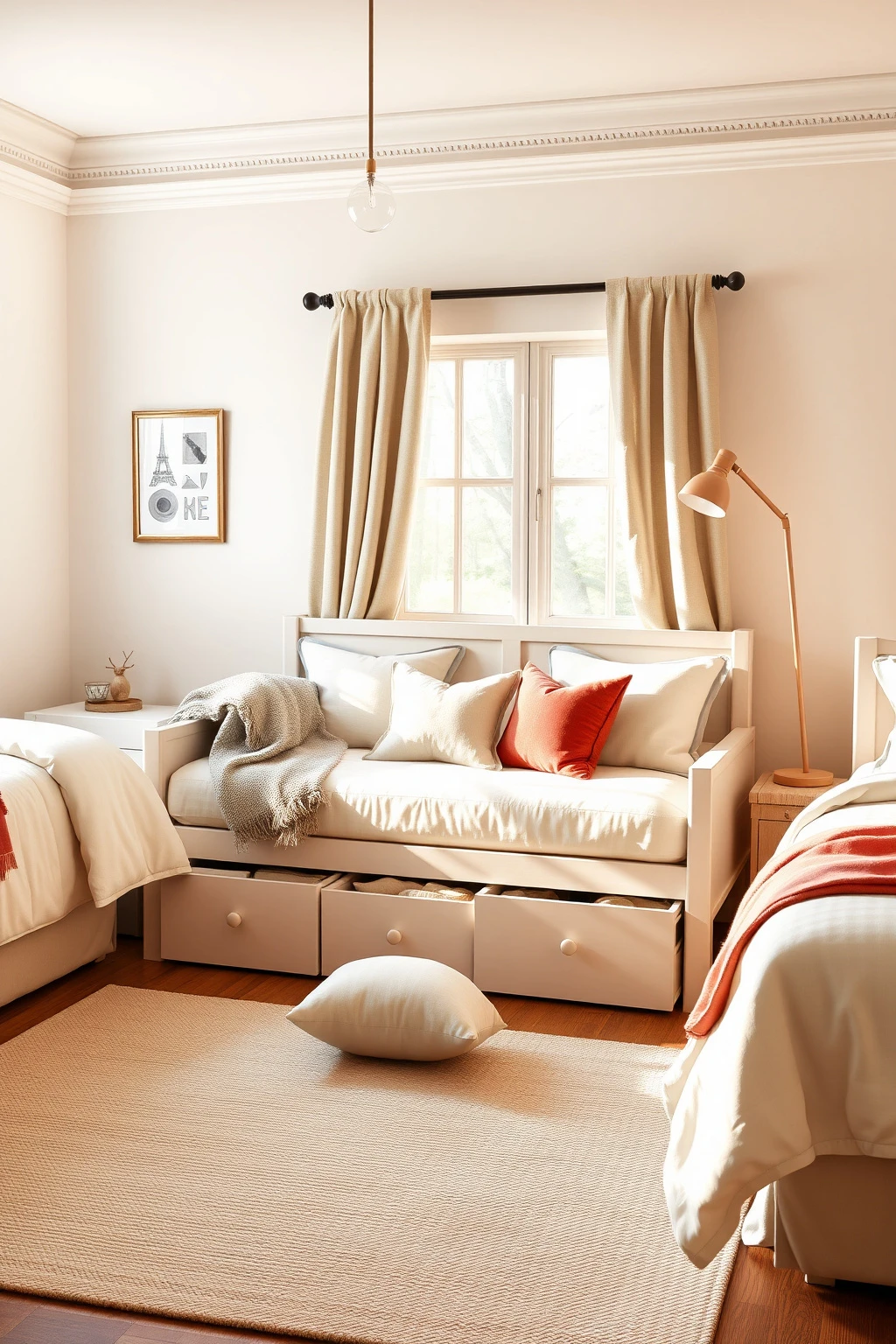 Choose a low daybed so the room works as both bedroom and hangout
