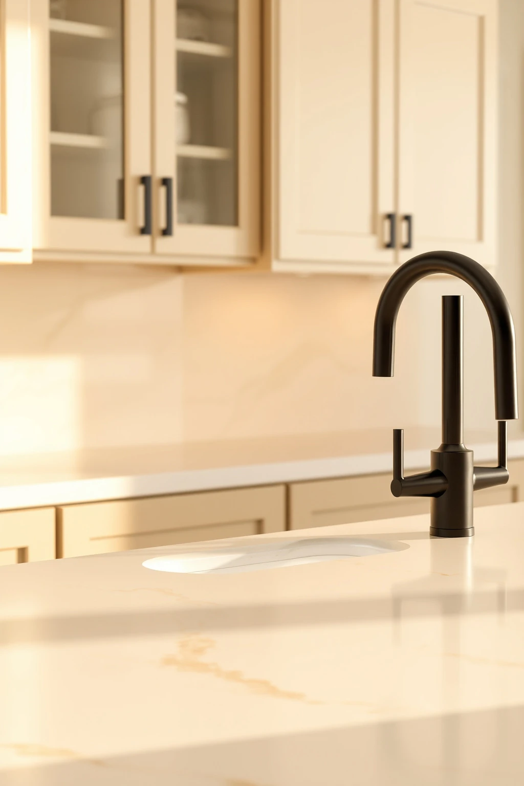 Install a Creamy ‘Warm White’ Quartz with Subtle Veining