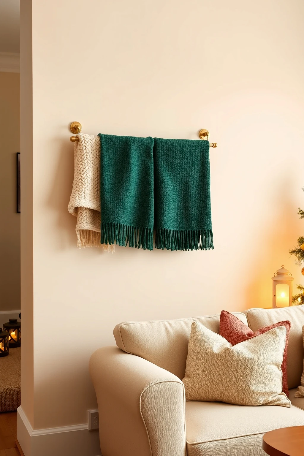 Layer a throw ladder alternative: use a wall-mounted towel bar for blankets