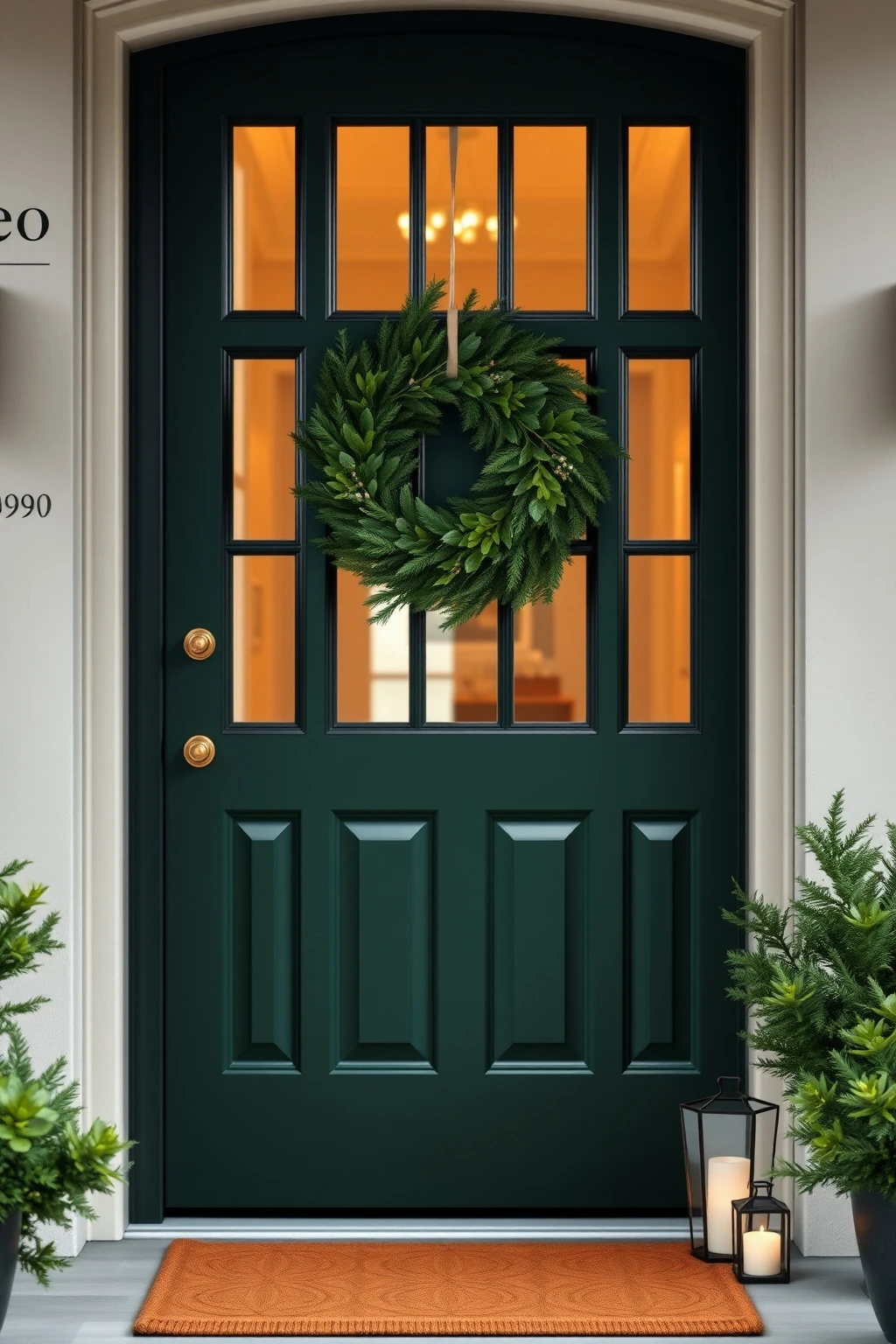 If your door is glass, hang greenery where guests see it most