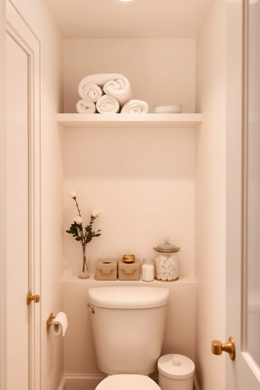 Small Powder Room Trick: Use a Wall-Led Shelf for One-Tier Storage