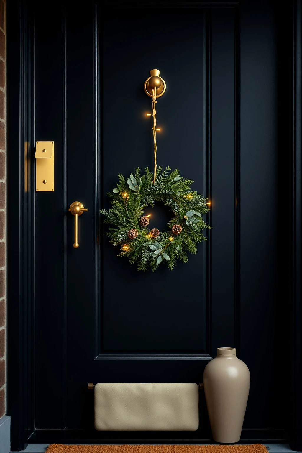 Wire your wreath to match your door hardware (not just the frame)