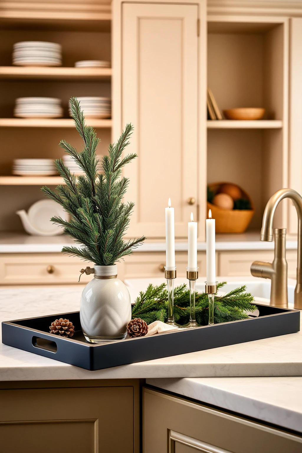 Use a “Tray Rule” to Keep Counter Decor Looking Expensive