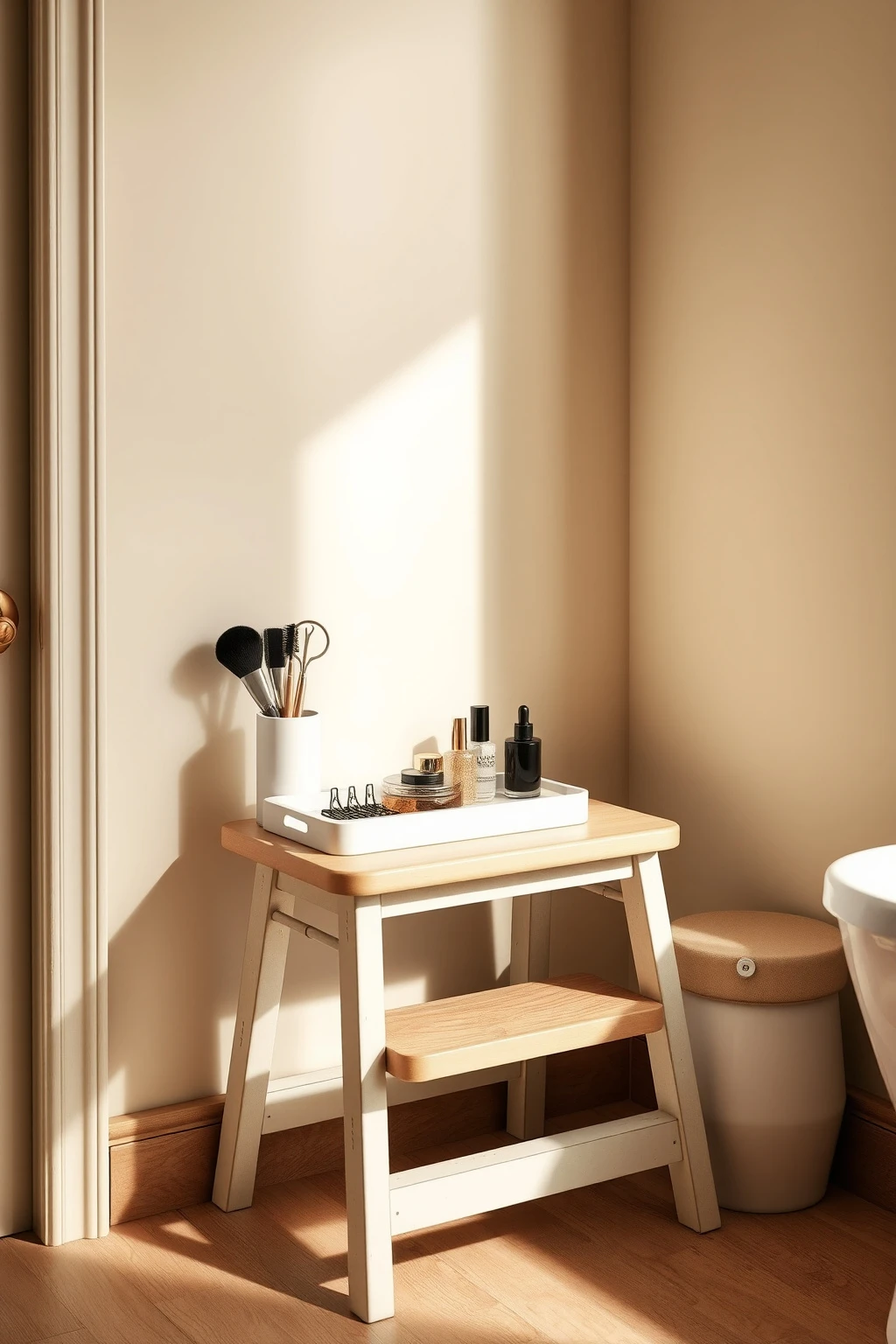 Turn an IKEA Step Stool Into a Makeup and Hair Tool Caddy