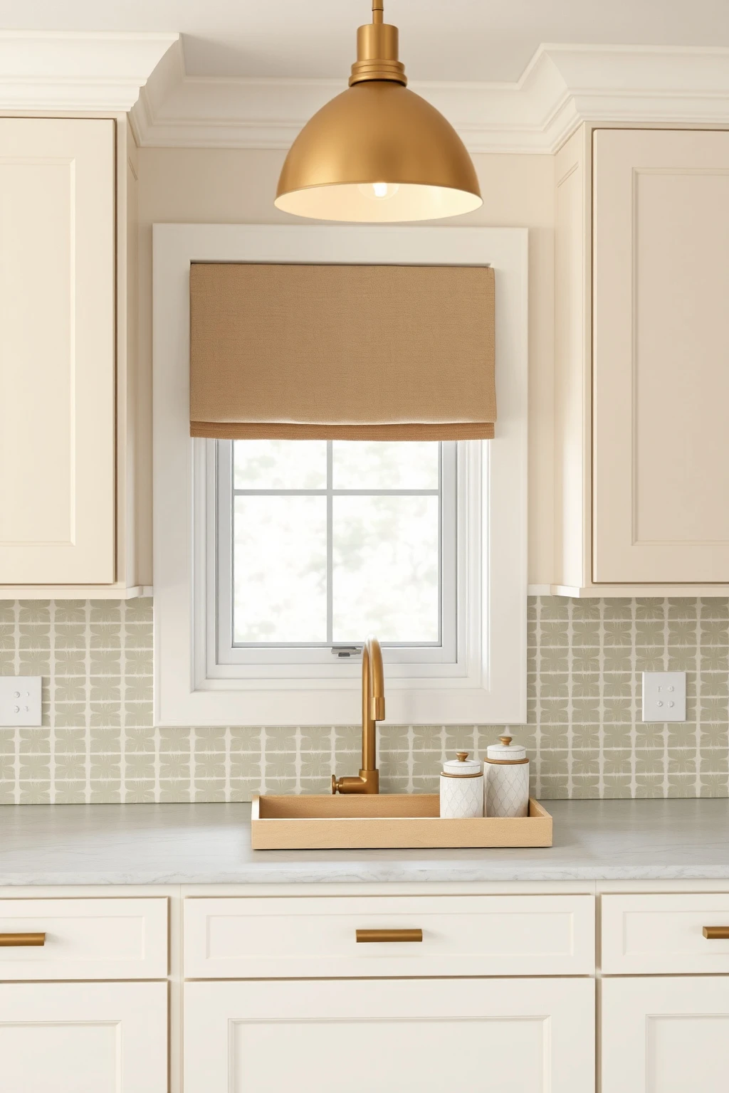Use ‘single-statement’ wallpaper or tile backsplashes, not both