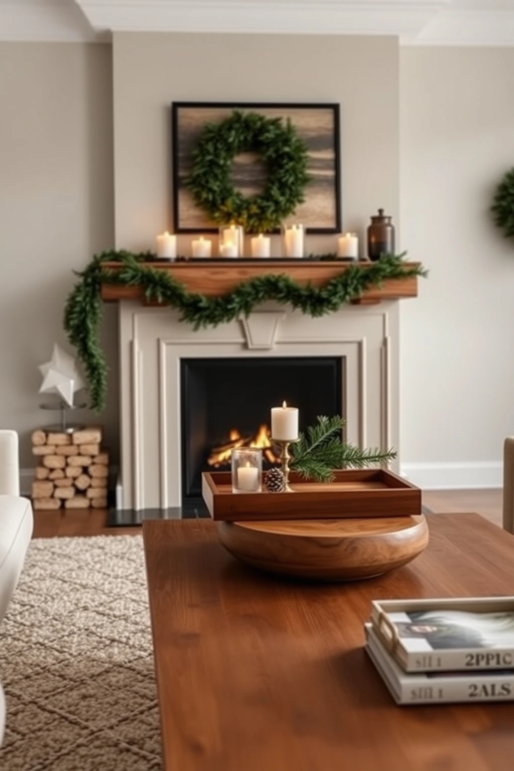 Bring in natural wood: 1970s teak tray or reclaimed pine log decor