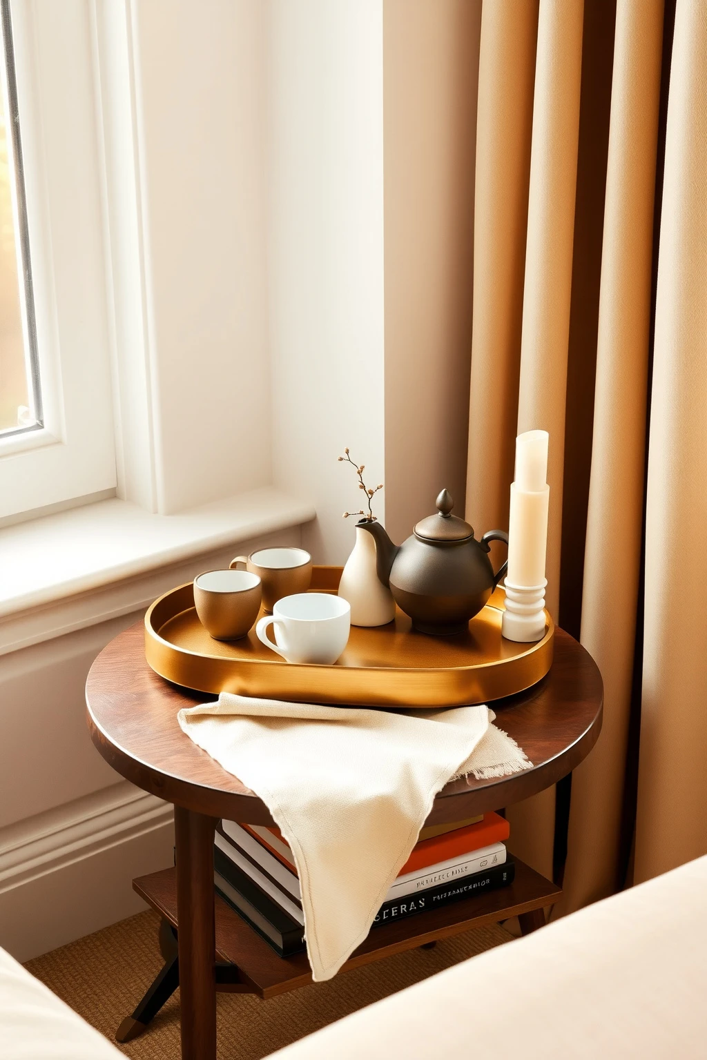 Recreate the “tea table” moment with trays and height variation