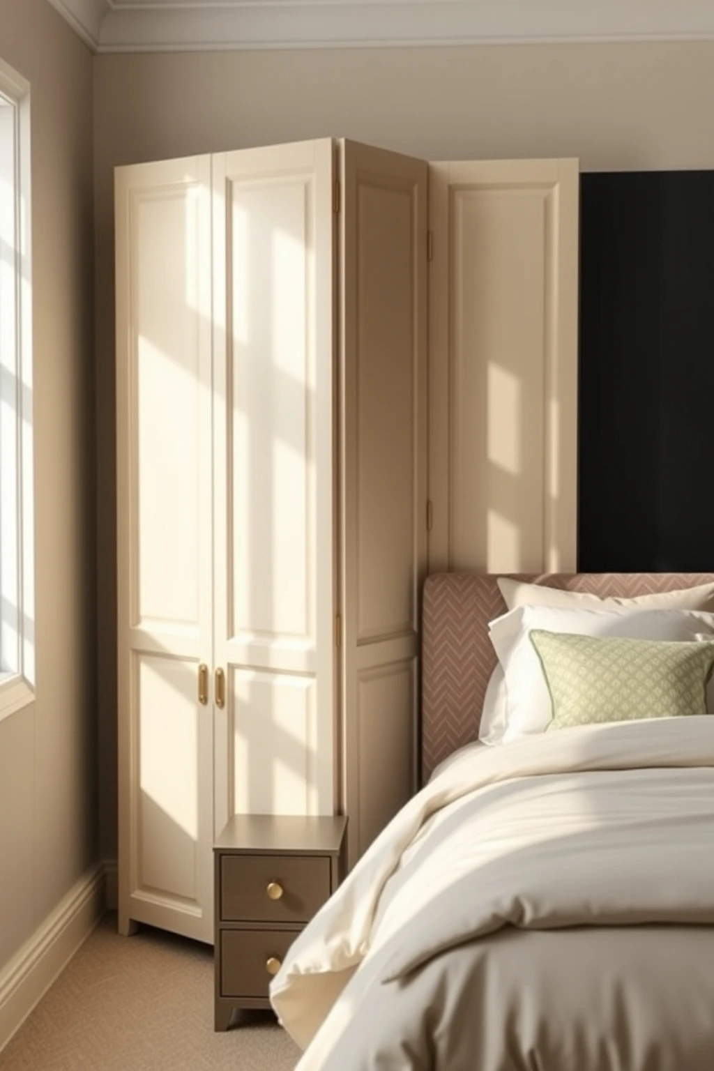 Painted Folding Screen with a Two-Color Panel for Visual Depth
