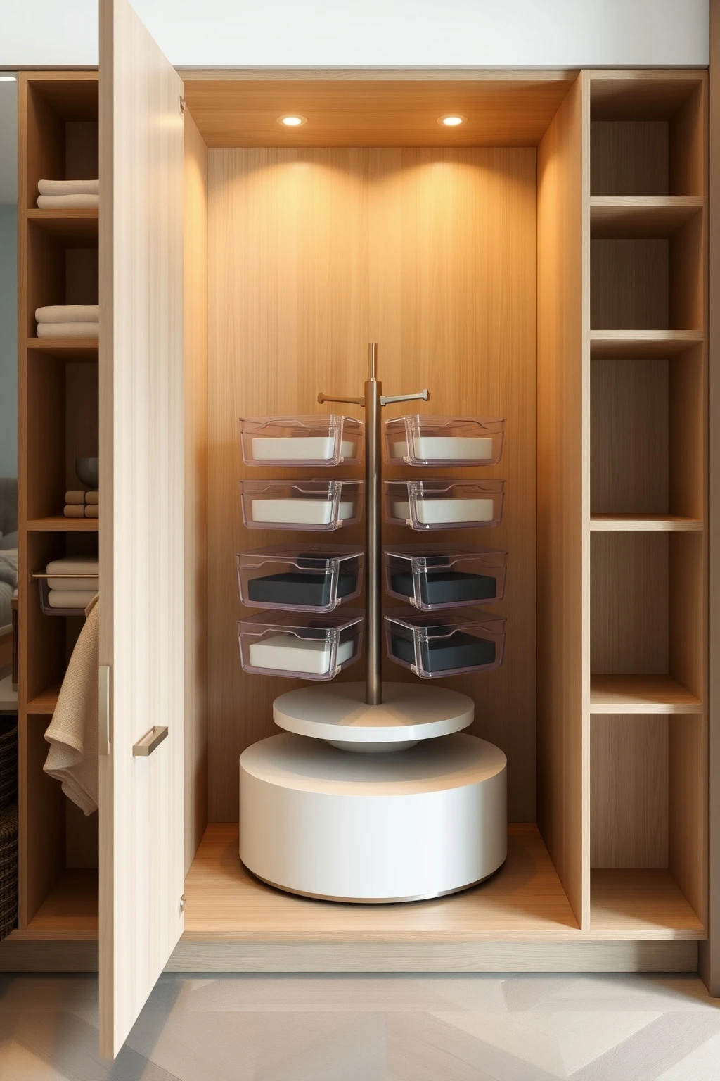 Hack a Corner With a Lazy-Susan-Like Organizer for Tight Lofts