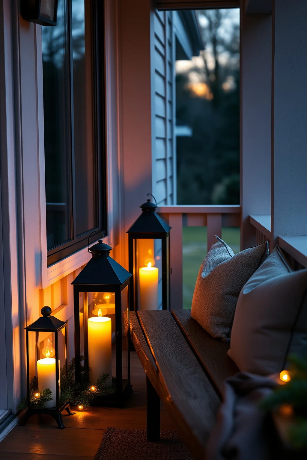 Budget-friendly: use battery candles for porch corners instead of more strings
