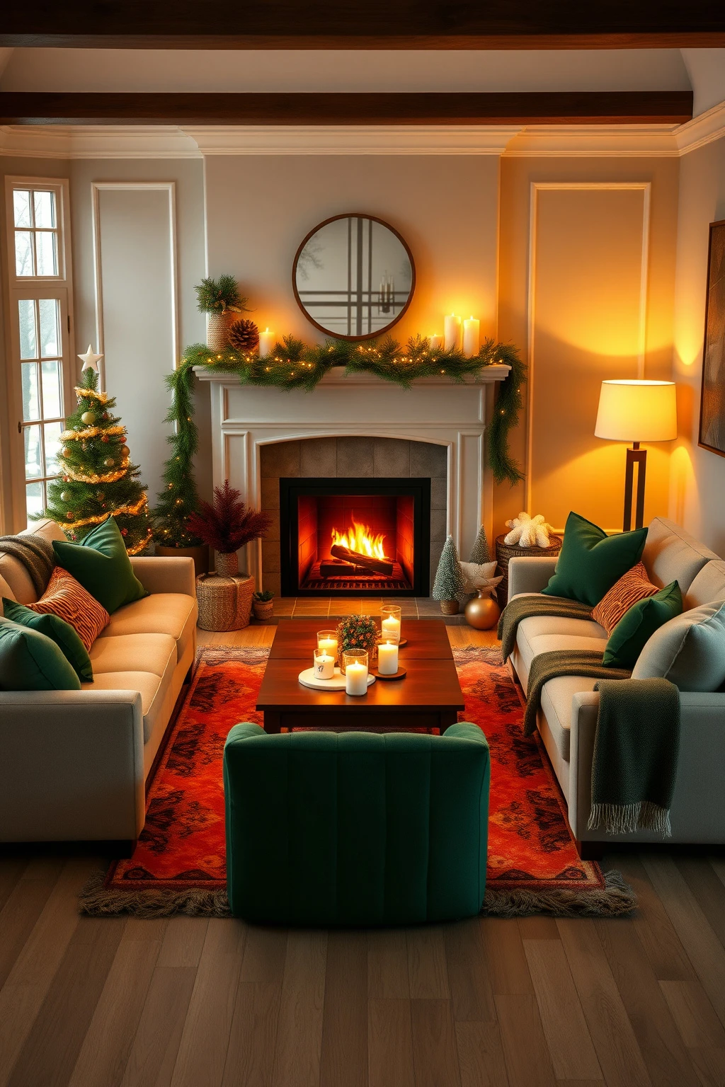 Arrange seating in a fireplace “U” for hosting comfort