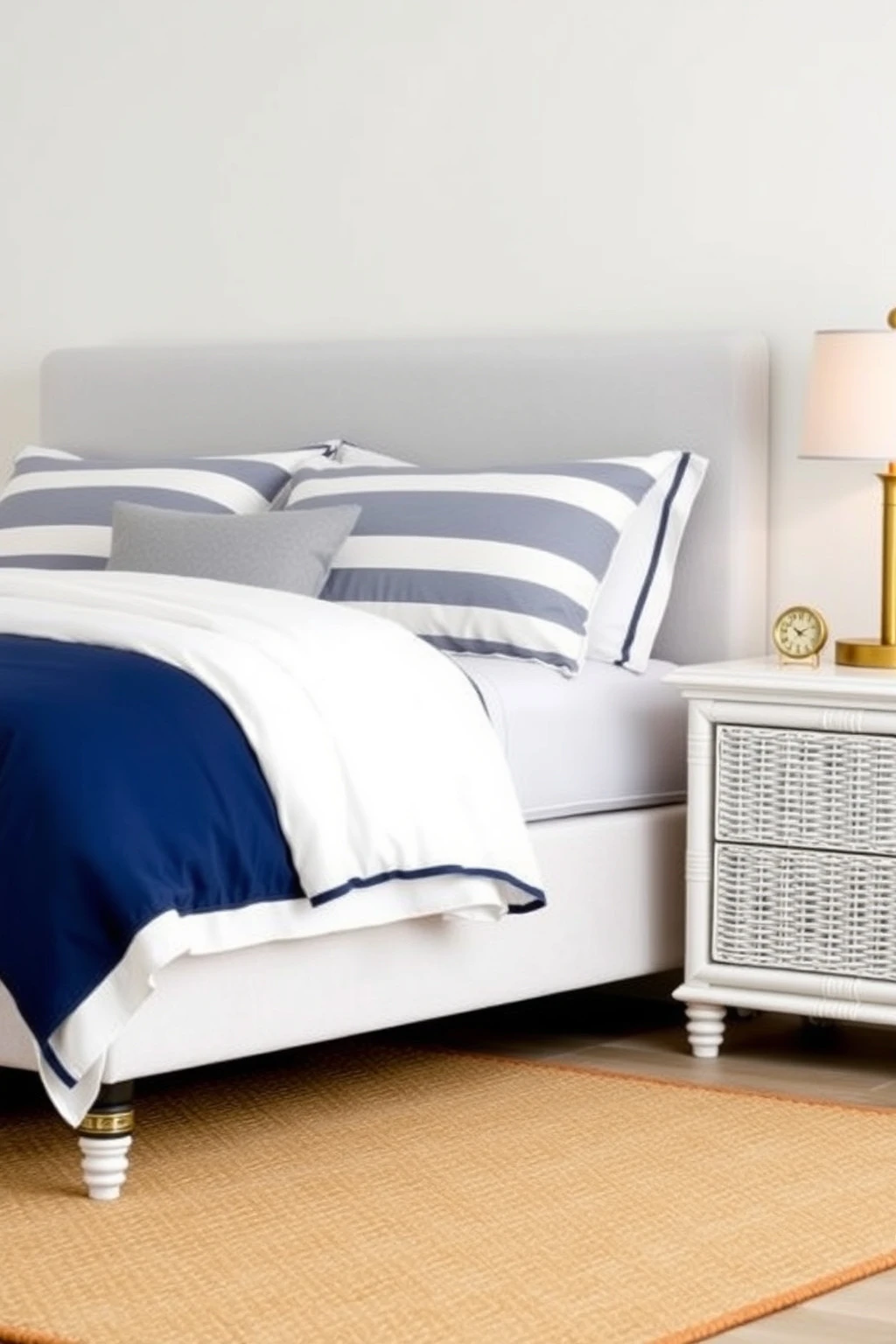 Navy-and-White Stripes: Textiles, Wicker, and Calm Contrast