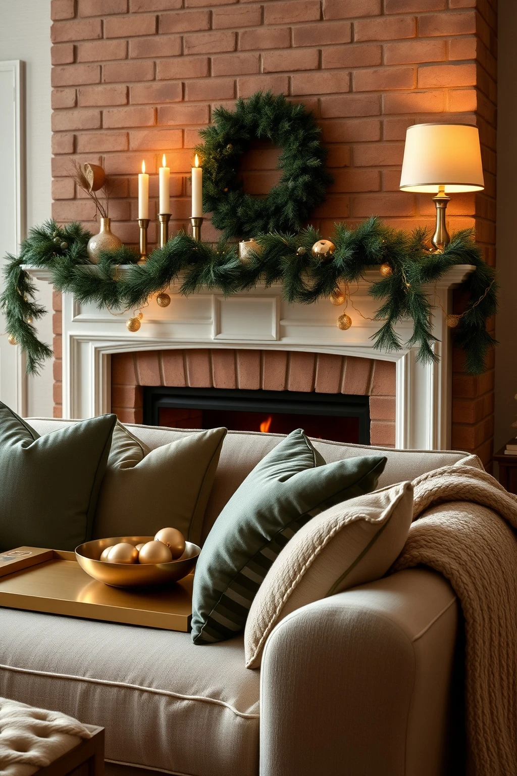 Use a “warm ivory + sage + brass” palette to keep it classy