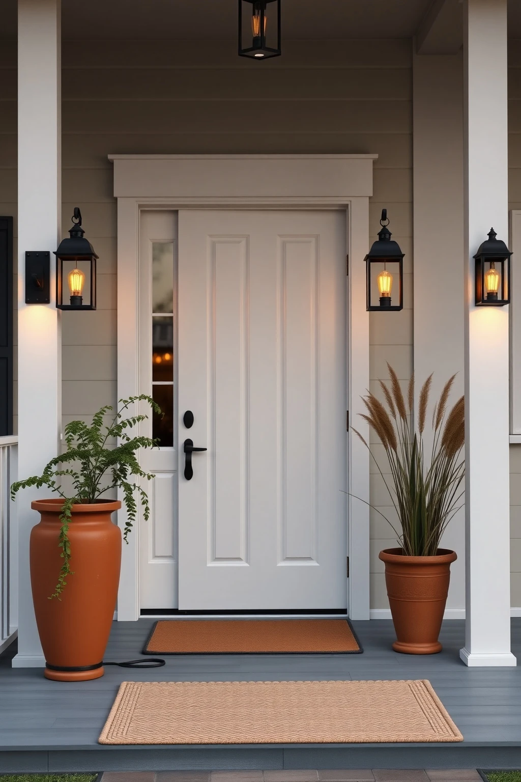 Use a Pair of Porch Lanterns for Symmetry Without Feeling Matchy