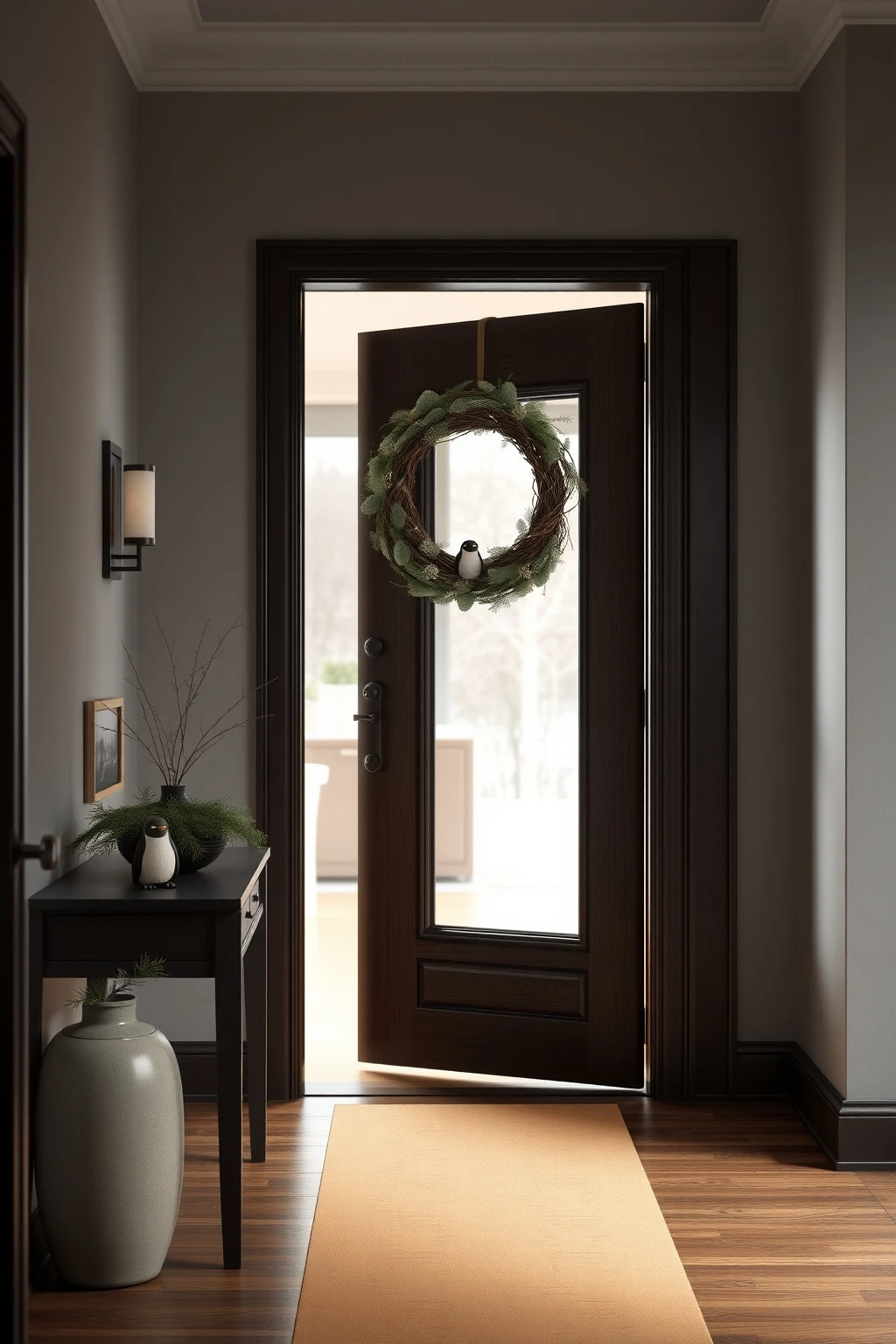 Hang a Penguin Wreath Over a Door With a Hang-Height Rule