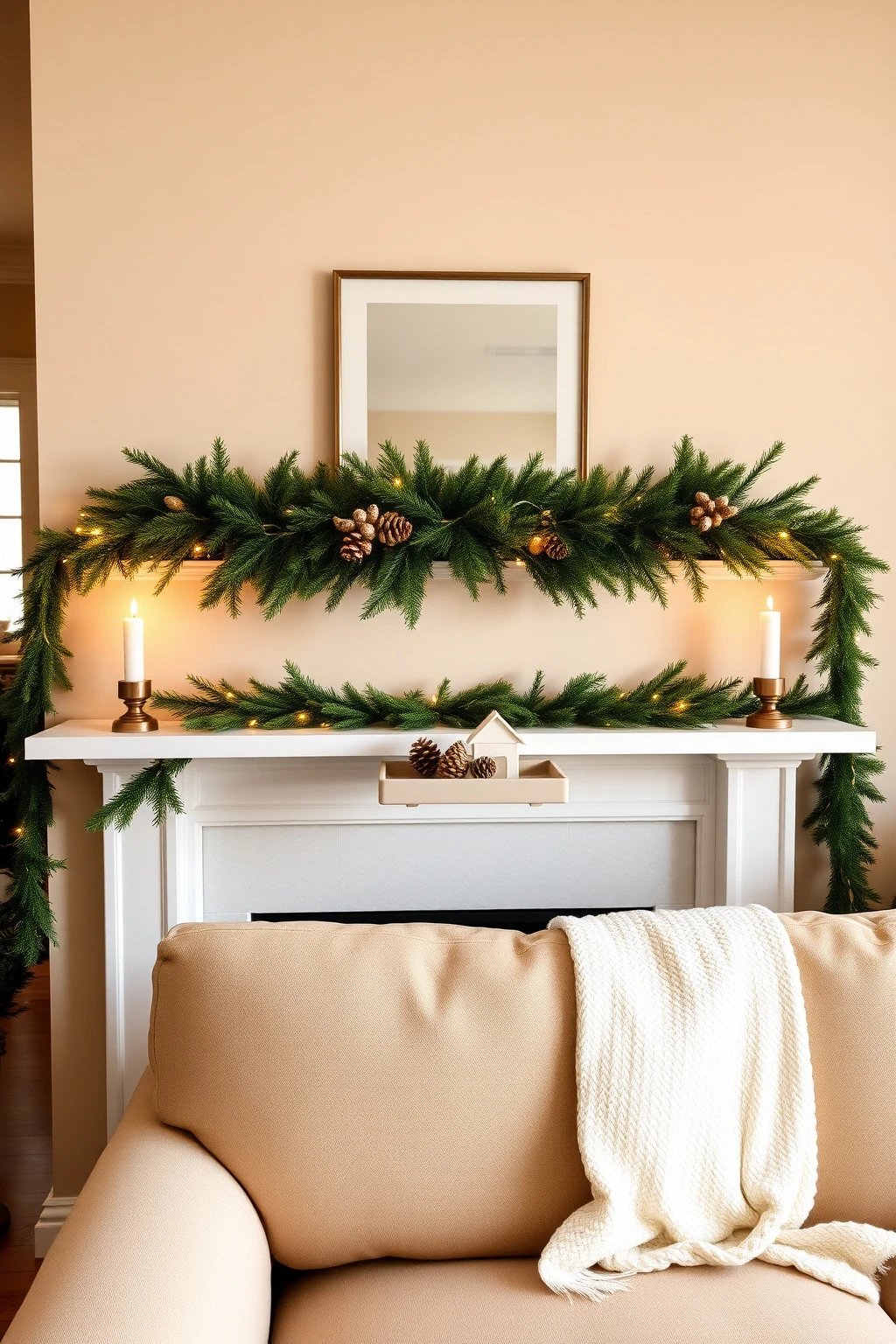 Create a cozy mantel moment with “horizontal stacks” (not clutter)