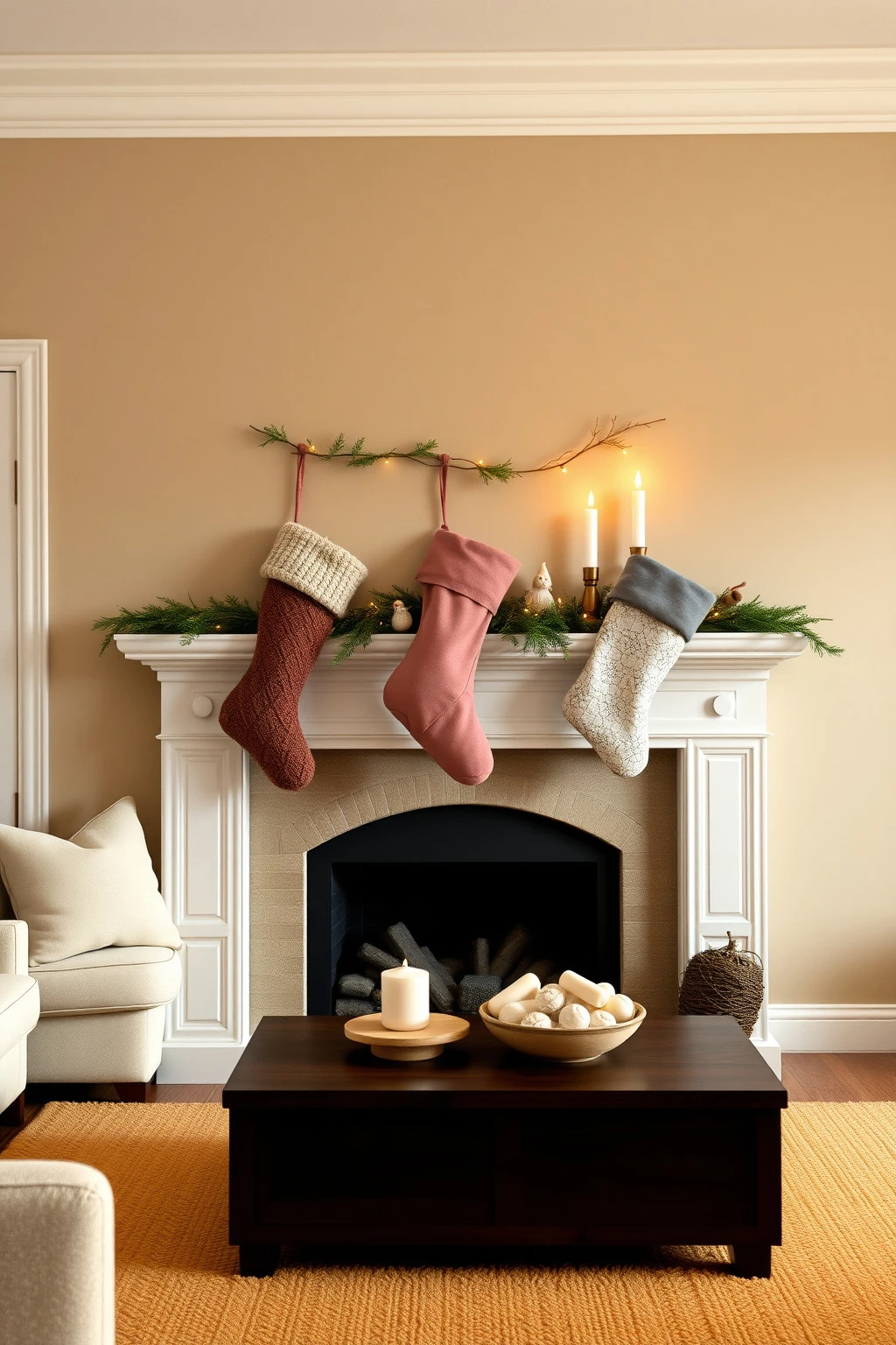 Hang stockings like they’re a gallery, not a checklist