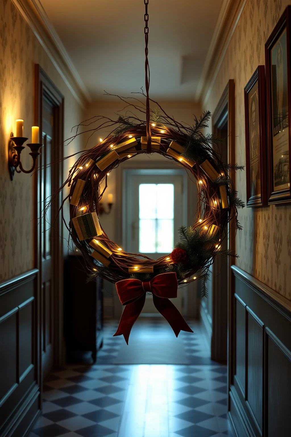 Book-Spine Wreaths for the Hallway That Gets No Front Door Light