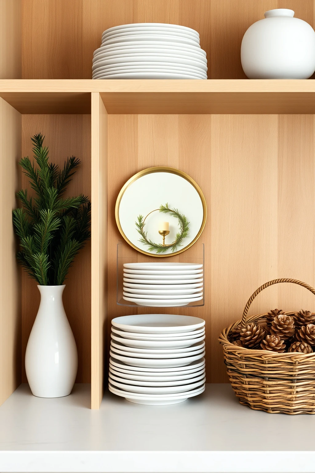 Build a Faux Mantel Moment Using the Back of Open Shelves