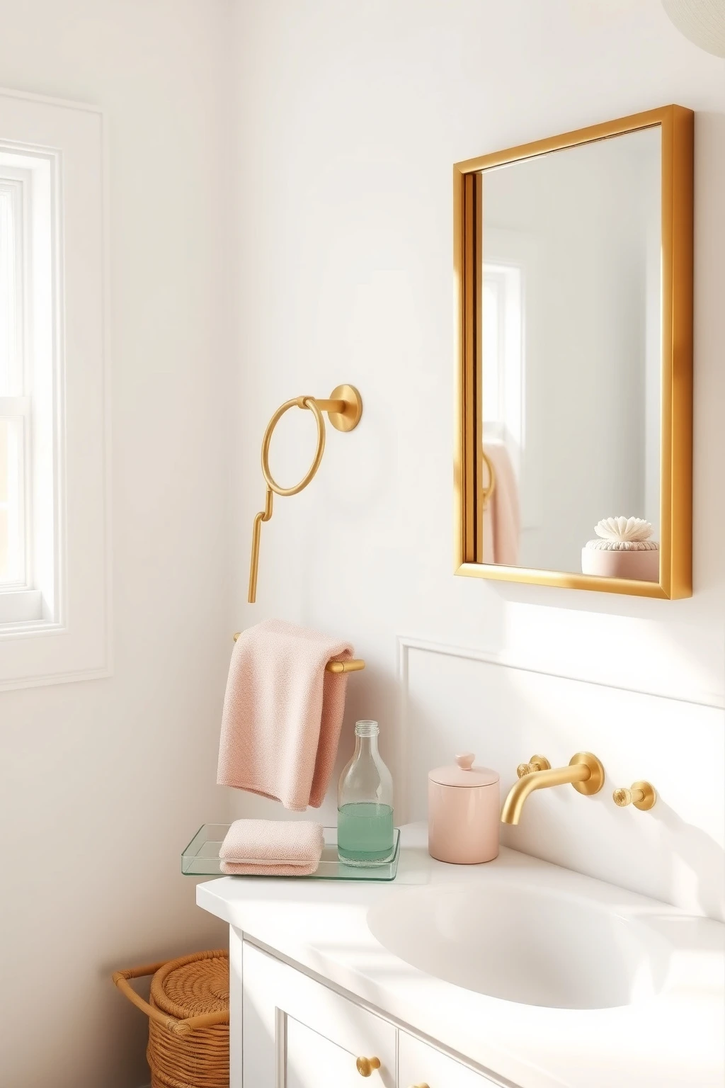 Layer Sea-Glass, Blush, and Warm White with One Metal Finish