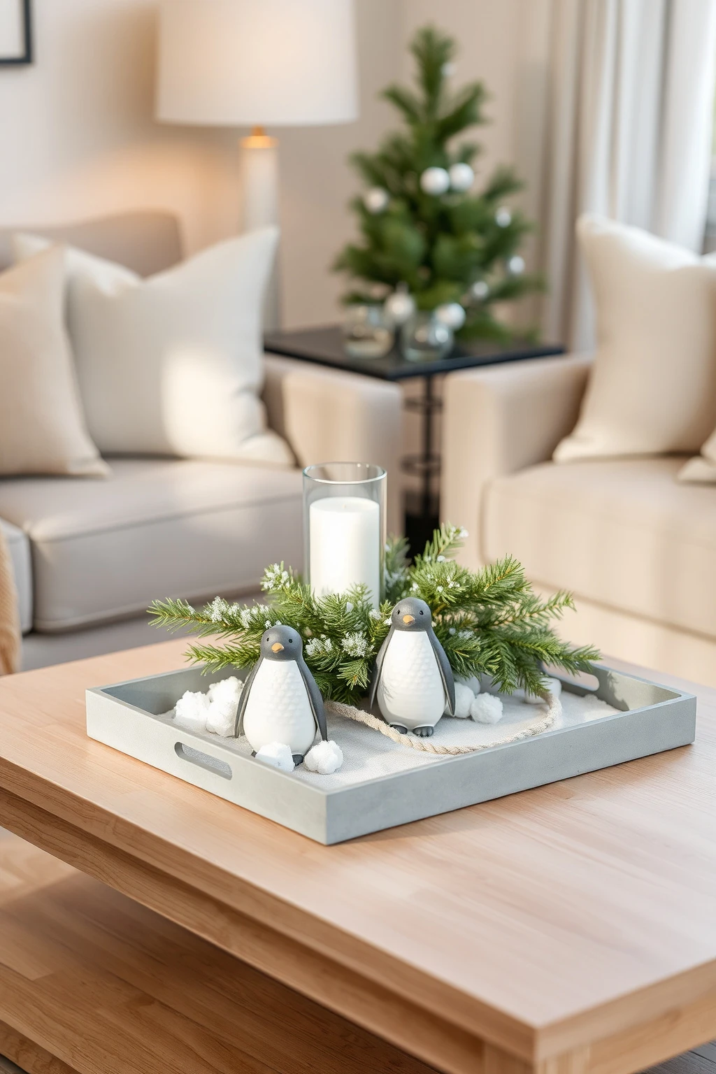 Turn a Small Coffee Table Into a Winter Centerpiece