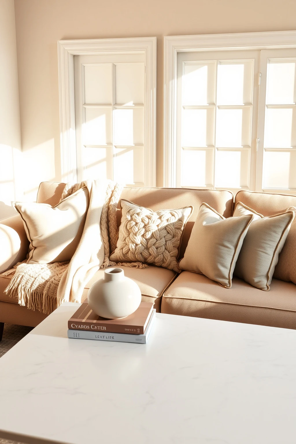 Layer textiles like you are dressing a person: start with a base, then add texture