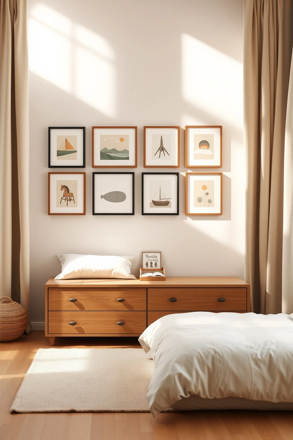 Hang art at child height using a 57-inch guideline