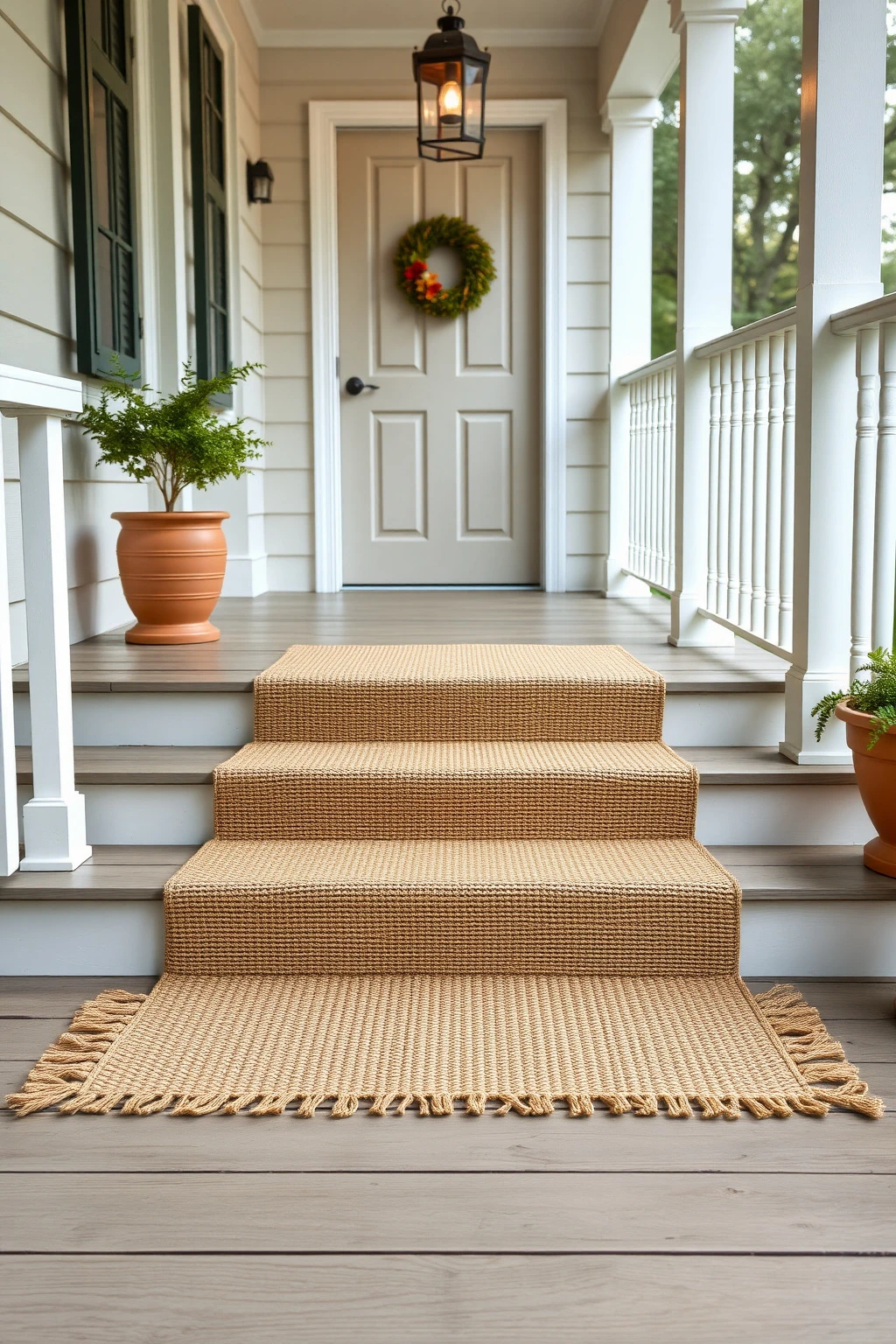 Frame the Steps With a Runner That Handles Foot Traffic