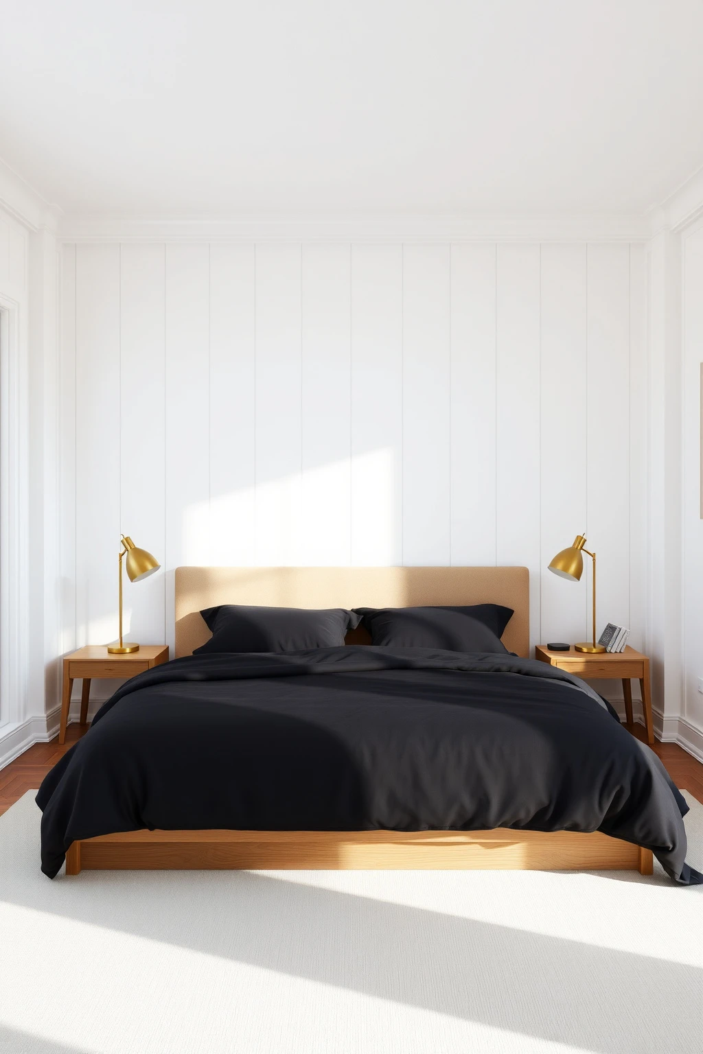 White-Washed Backdrop with Charcoal Accents and Brushed Brass